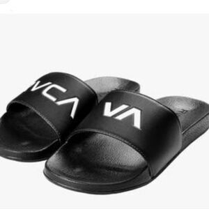 RVCA Logo Sport Slide Sandal- Black